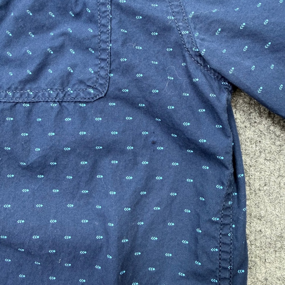 Flag & Anthem Mens Small Navy Blue Teal Geometric Print Long Sleeve Button Shirt - Picture 7 of 9